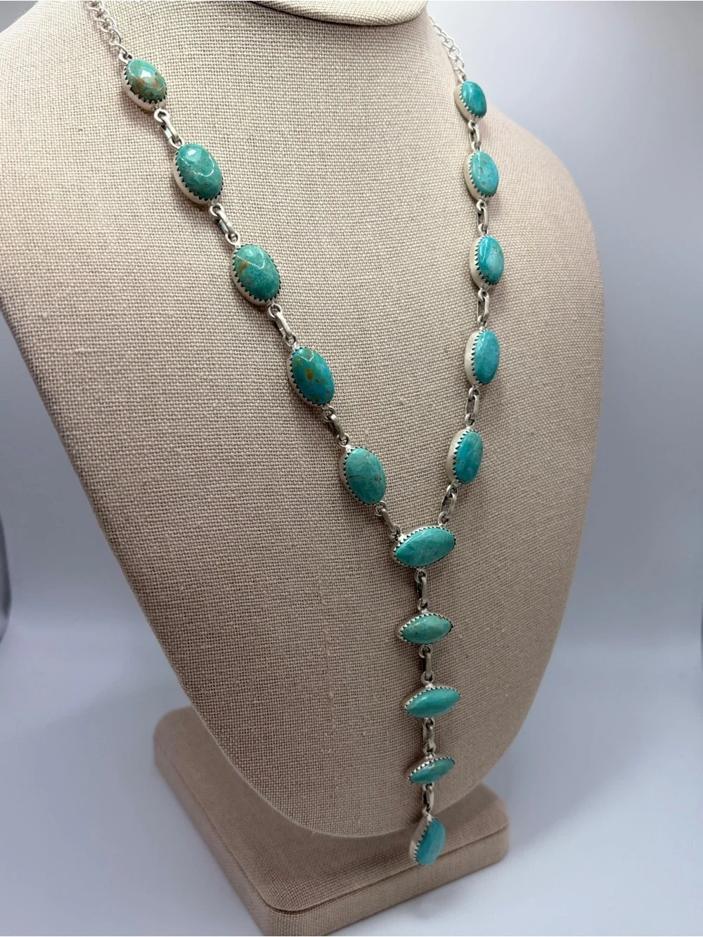 925 Sterling Silver Hachita Turquoise “Y” Necklace